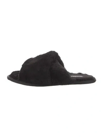 Pre-owned Sorel Faux Fur Slides In Black