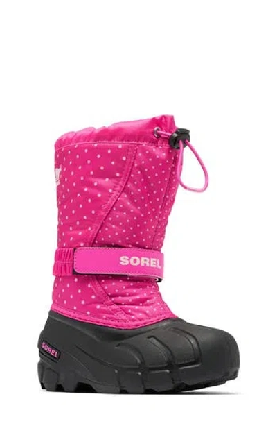 Sorel Kids'  Flurry Weather Resistant Snow Boot In Fuchsia Fizz/black