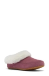 Sorel Go Coffee Run Faux Fur Slipper In Antique Mauve/ Natural