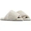 Sorel Go Mail Run Faux Fur Slide Slipper In Dove/sea Salt