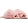Sorel Go Mail Run Faux Fur Slide Slipper In Eraser Pink/sea Salt