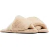 Sorel Go Mail Run Faux Fur Slide Slipper In Natural Tan/sea Salt