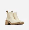 SOREL HEEL CHELSEA BOOTS IN BLEACHED CERAMIC, CARIBOU BUFF