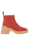 Sorel Hi-line Lace Heel Boots In Red