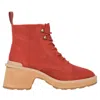 Sorel Hi-line Lace Heel Boots In Red