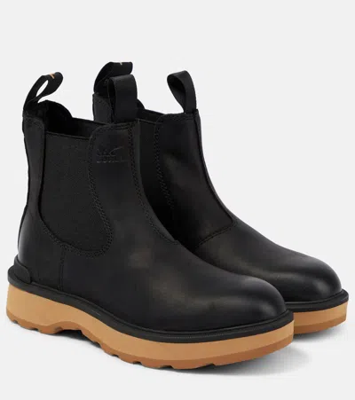 Sorel Hi-line Leather Chelsea Boots In Black
