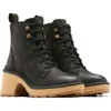 Sorel Women's Hi-line Heel Lace Up Booties In Black/tawny Buff