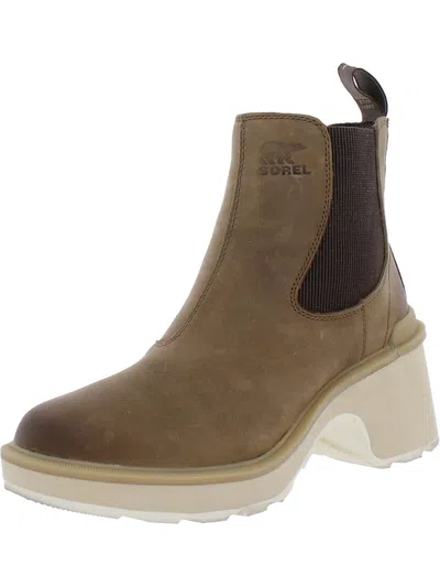 Sorel Hi Line Womens Leather Padded Insole Chelsea Boots In Beige