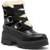 Sorel Joan Frwd Cozy Genuine Shearling Trim Waterproof Boot In Black