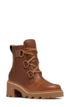 Sorel Joan Now Waterproof Combat Boot In Velvet Tan/black