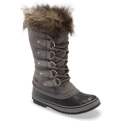 Sorel Joan Of Arctic Faux Fur Waterproof Snow Boot In Quarry/black
