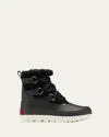 Sorel Joan Of Arctic Next Womens Leather Faux Fur Lined Combat & Lace-up Boots In Black Fawn