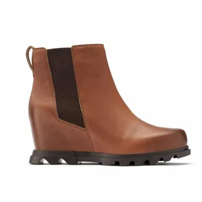 Sorel Joan Of Arctic Wedge Iii Chelsea Boots In Hazelnut, Blackened Brown