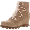 Sorel Joan Of Arctic Wedge Iii Lace Cozy Womens Suede Fleece Lined Ankle Boots In Multi