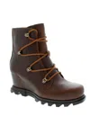 SOREL JOAN OF ARTCTIC WEDGE III LACE BOOTS IN HAZELNUT