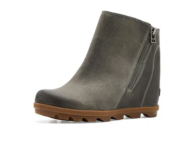 Sorel Joan Rhapsody Zip Wedge Women's Boots Quarry/gum 2: 9.5 B - Medium In Gray