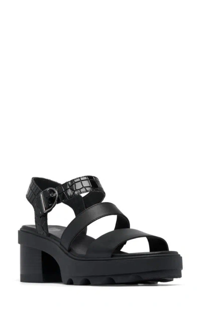 Sorel Women's Joanie Block-heel Lug-sole Sandals In Black,black