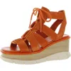 Sorel Joanie Iii Lace Womens Lace Up Squared Toe Wedge Sandals In Brown