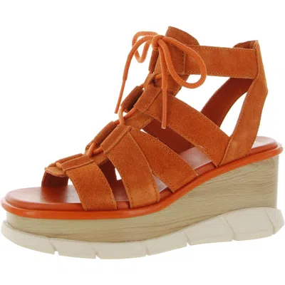 Sorel Joanie Iii Lace Womens Lace Up Squared Toe Wedge Sandals In Brown