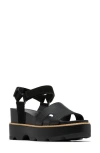 Sorel Joani Leather Grip Comfort Sandals In Black/ Black