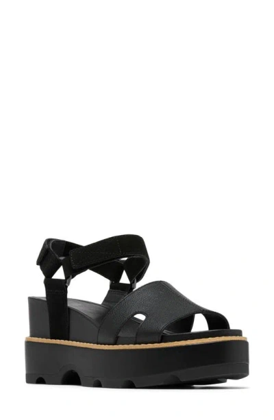 Sorel Joani Leather Grip Comfort Sandals In Black