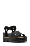 Sorel Joani Leather Grip Comfort Sandals In Black/black