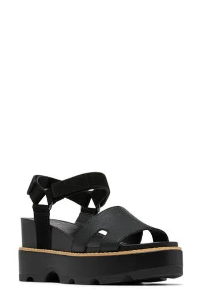 Sorel Joani Leather Grip Comfort Sandals In Black