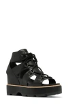 Sorel Joanie Iv Lace Wedge Sandal In Black