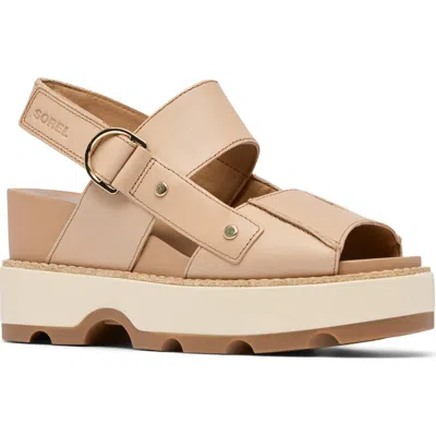 Sorel Joanie Iv Platform Wedge Sandal In Honest Beige/gum