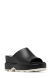 Sorel Joanie Iv Platform Wedge Slide Sandal In Black/sea Salt