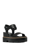 Sorel Women's Joanie Iv Y-strap Wedge Sandals In Black,sea Salt