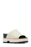 Sorel Joanie Iv Platform Wedge Slide Sandal In Chalk/black