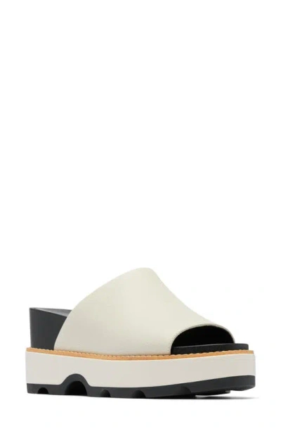 Sorel Joanie Iv Platform Wedge Slide Sandal In Chalk/ Black