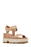 Sorel Joanie Iv Platform Wedge Slide Sandal In Honest Beige Bleached