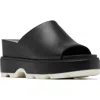 Sorel Joanie Iv Platform Wedge Slide Sandal In Black/sea Salt