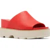 Sorel Joanie Iv Platform Wedge Slide Sandal In Red Glo/sea Salt