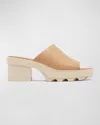 Sorel Joanie Platform Slide Sandal In Honest Beige Blea