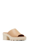 Sorel Joanie Platform Slide Sandal In Honest Beige Blea