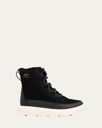 Sorel Kid's Explorer Iii Iridescent Calf Suede Boots, Toddlers/kids In Black