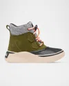 Sorel Kid's Out N About Chillz Waterproof Suede Boots, Kids In Utility Green