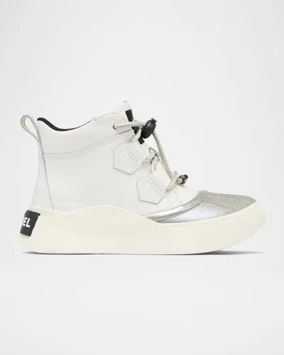 Sorel Kid's Out N About Waterproof Suede Boots, Kids In Sea Salt Black