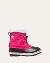 Sorel Kid's Yoot Pac Nylon Fleece Trim Snow Boots, Toddlers/kids In Bright Rose