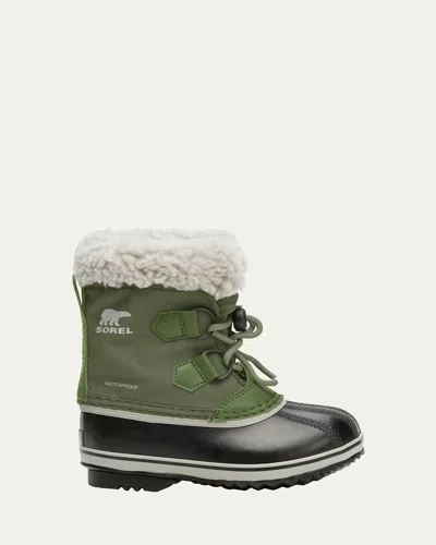 Sorel Kid's Yoot Pac Nylon Fleece Trim Snow Boots, Toddlers/kids In Green
