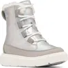 Sorel Kids' Explorer Iii Faux Fur Waterproof Boot In Pure Silver/chrome Grey