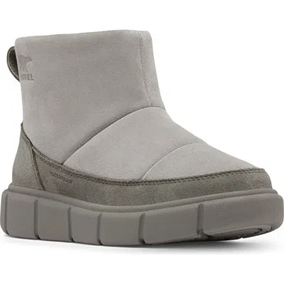 Sorel Kids' Explorer Iii Faux Fur Waterproof Slip-on Boot In Chrome Grey/quarry