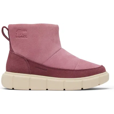 Sorel Kids' Explorer Iii Faux Fur Waterproof Slip-on Boot In Dazed Mauve/bleached Ceramic