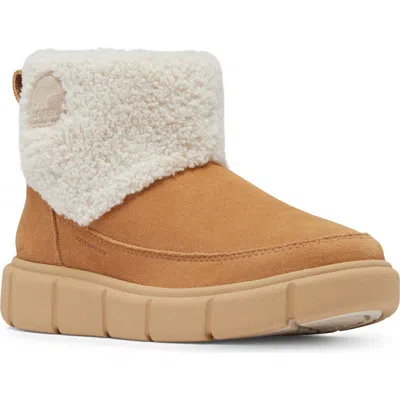 Sorel Kids' Explorer Iii Faux Fur Waterproof Slip-on Boot In Tawny Buff/natural