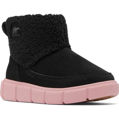 Sorel Kids' Explorer Iii Faux Fur Waterproof Slip-on Boot In Black