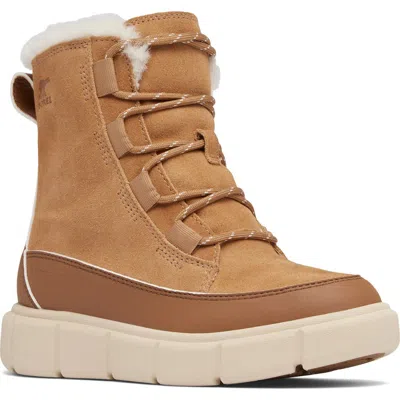 Sorel Kid's Explorer Iii Iridescent Calf Suede Boots, Kids In Tawny Buff/bleached Ceramic