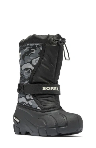 Sorel Kids' Flurry Water Resistant Snow Boot In Black/quarry